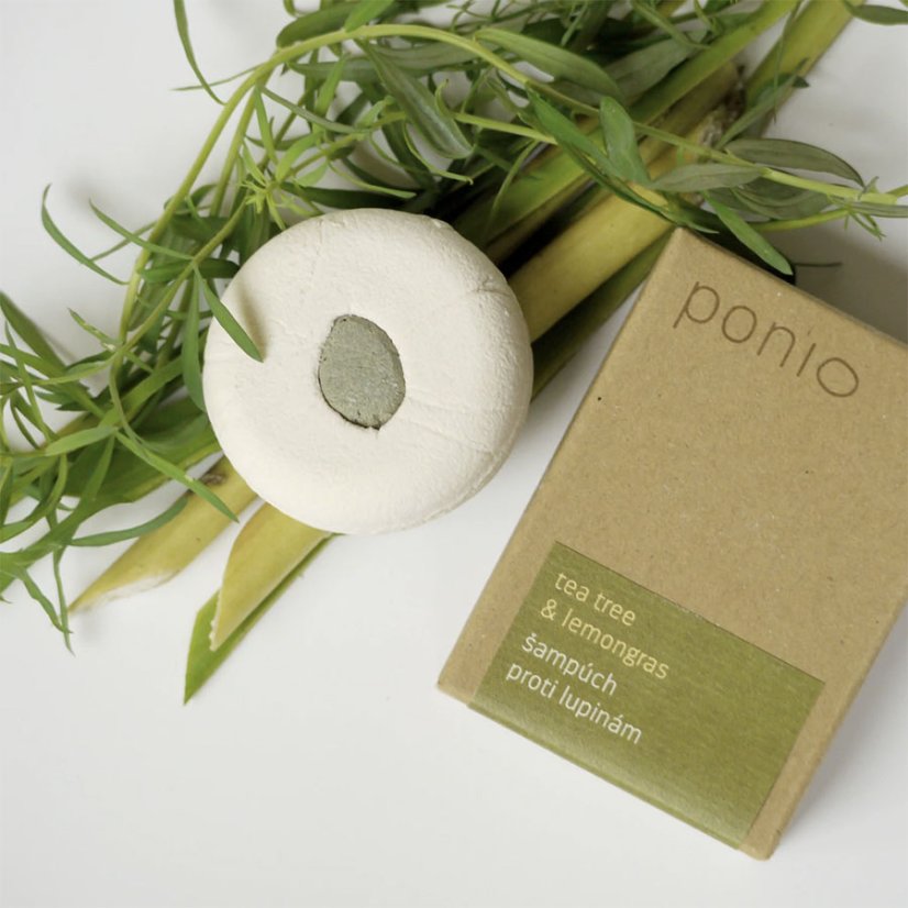 Ponio tuhý šampon na vlasy proti lupům Tea Tree a Lemongras