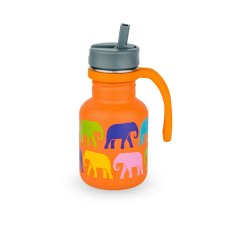 Elephant Box Dětská nerezová láhev na pití s brčkem