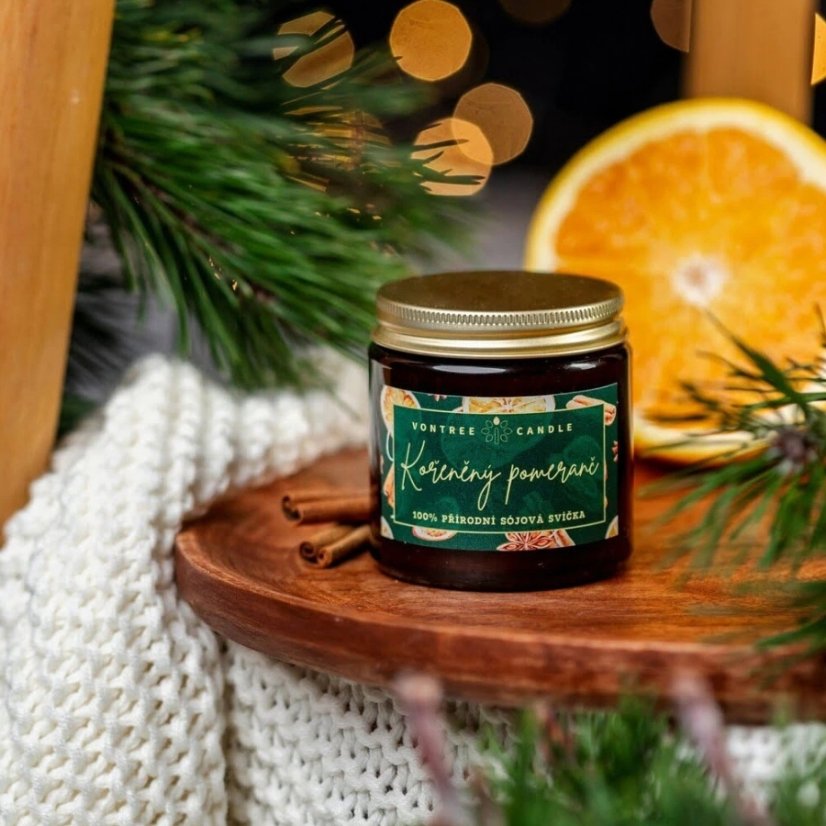 Vontree Candle Sójová vonná svíčka Kořeněný Pomeranč 120 ml