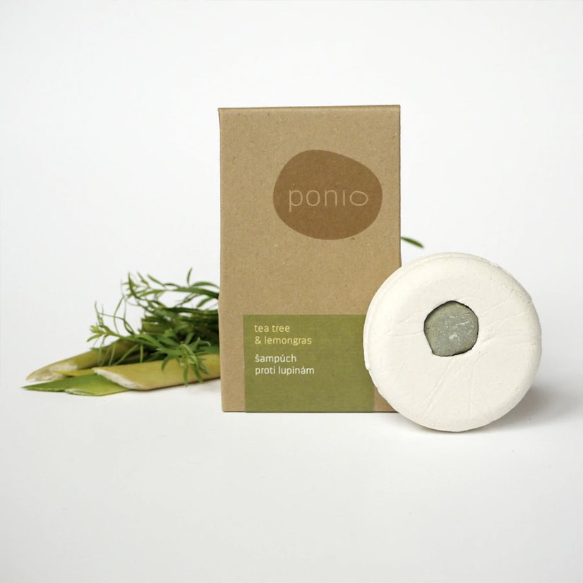 Ponio tuhý šampon na vlasy proti lupům Tea Tree a Lemongras