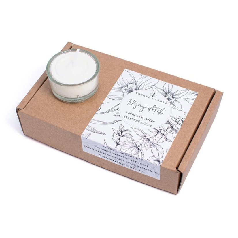 Vontree Candle Sójová čajová svíčka se svícnem Něžný dotek