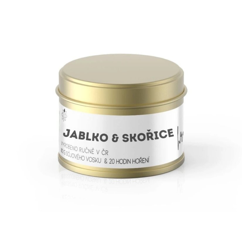 Vontree Candle Vonná sójová svíčka v plechovce jablko, skořice, vanilka