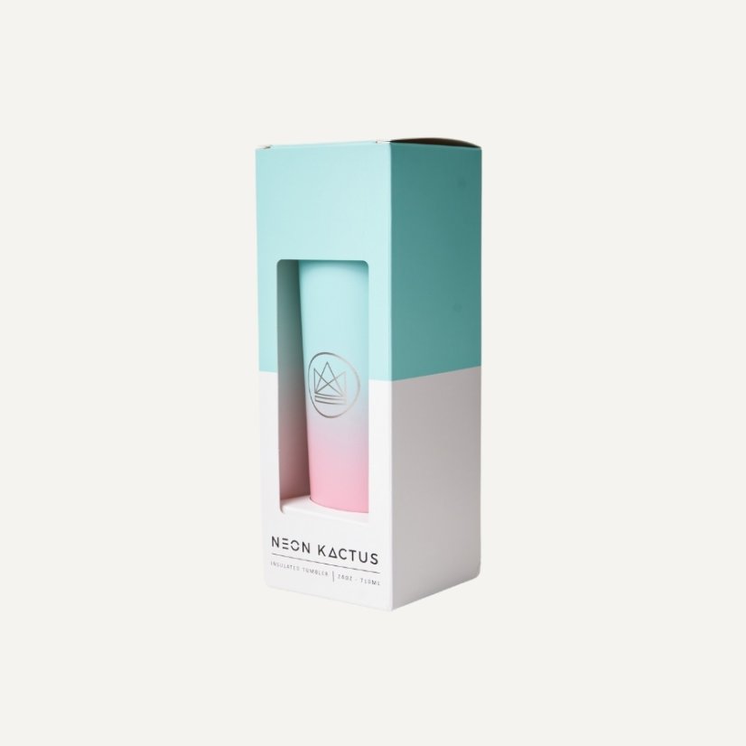 Neon Kactus Designový nerez pohár s brčkem 710 ml