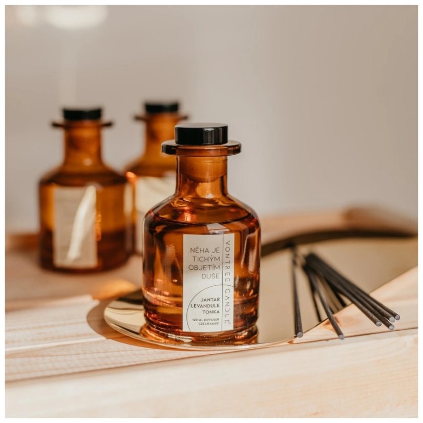 Vontree Candle Skleněný aroma difuzér Jantar, Levandule, Tonka
