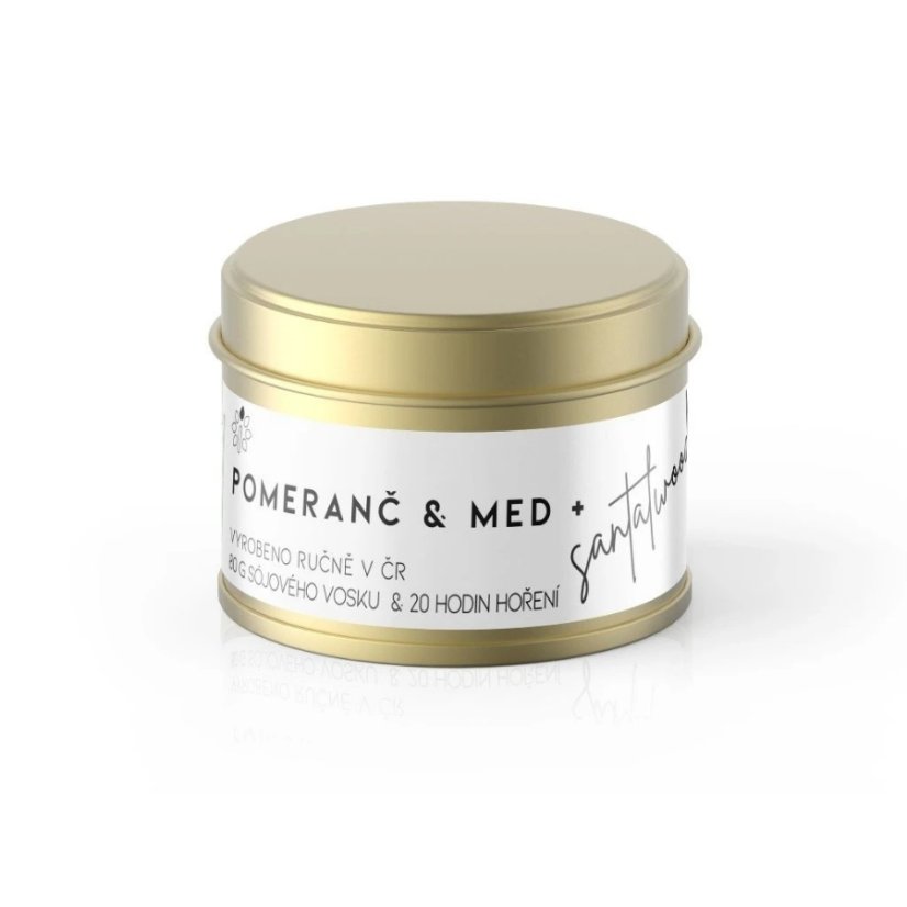Vontree Candle Vonná sójová svíčka v plechovce Santal, Med, Pomeranč