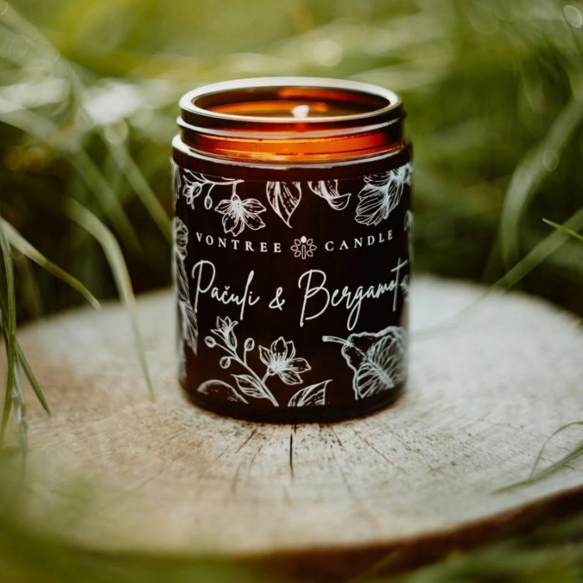 Vontree Candle Sójová vonná svíčka Pačuli, Bergamot 180 ml