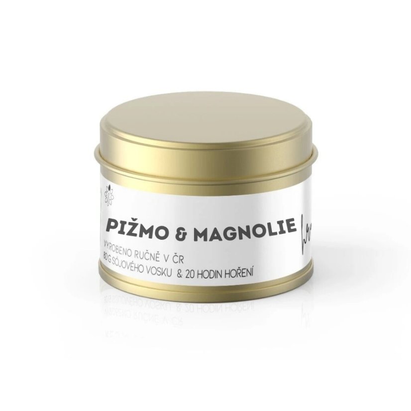 Vontree Candle Vonná sójová svíčka v plechovce Pižmo, Magnolie, Vanilka