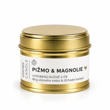 Vontree Candle Vonná sójová svíčka v plechovce Pižmo, Magnolie, Vanilka