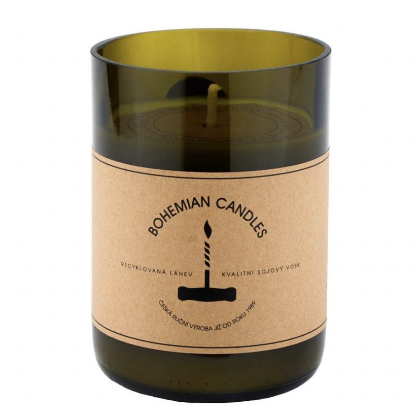 Aromka vonná sójová svíčka v láhvi od vína Cabernet