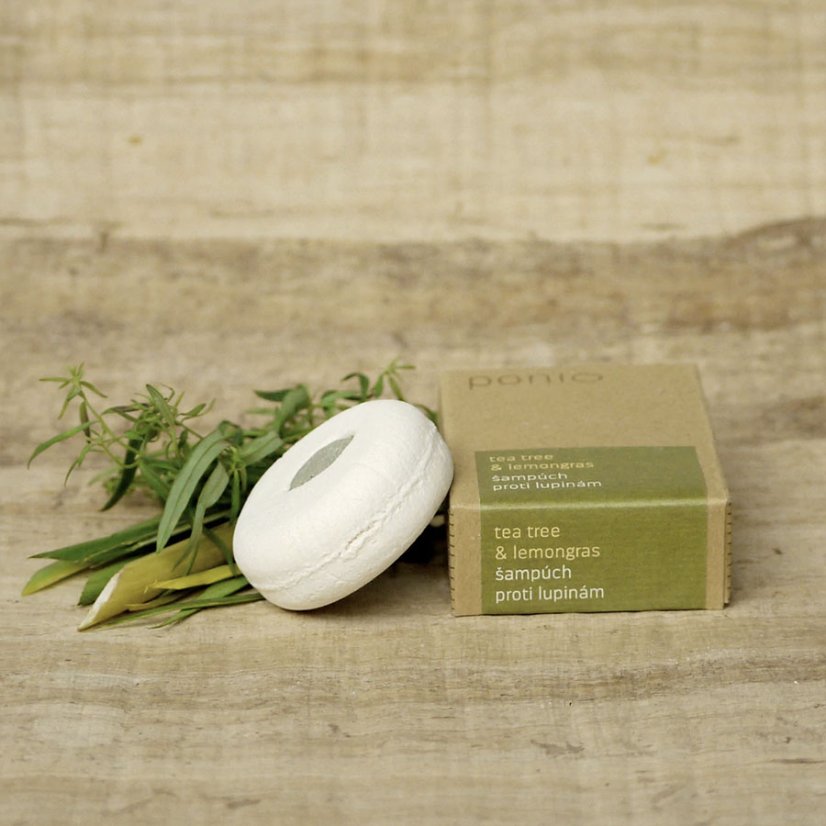Ponio tuhý šampon na vlasy proti lupům Tea Tree a Lemongras
