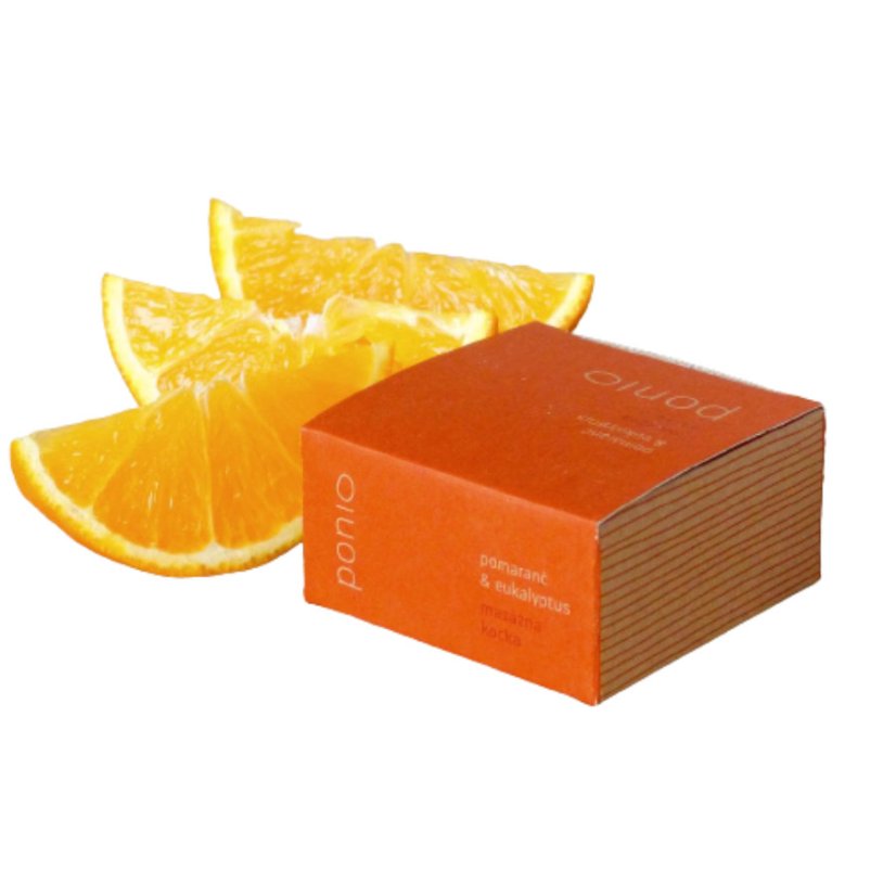 Ponio masážní kostka Pomeranč a eukalyptus
